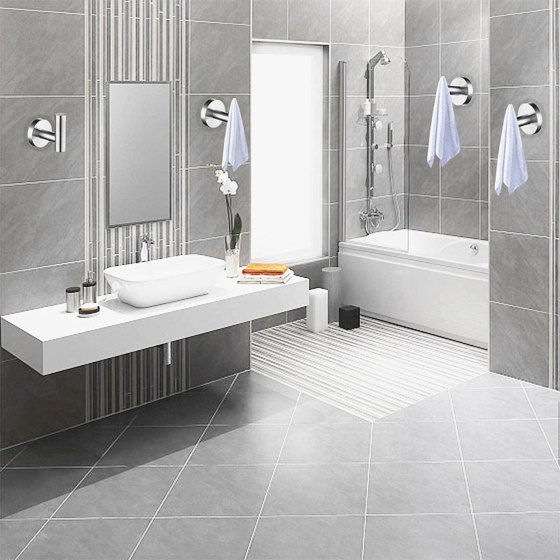 Nolimas Bathroom Towel Hooks SUS 304 Stainless Steel Coat Hook Round Clothes Towel Coat Robe Hook Cabinet Closet Door Sponges Holder for Bath Kitchen Garage Hotel,Wall Mounted, Brushed Nickel, 2Pack - Image 3